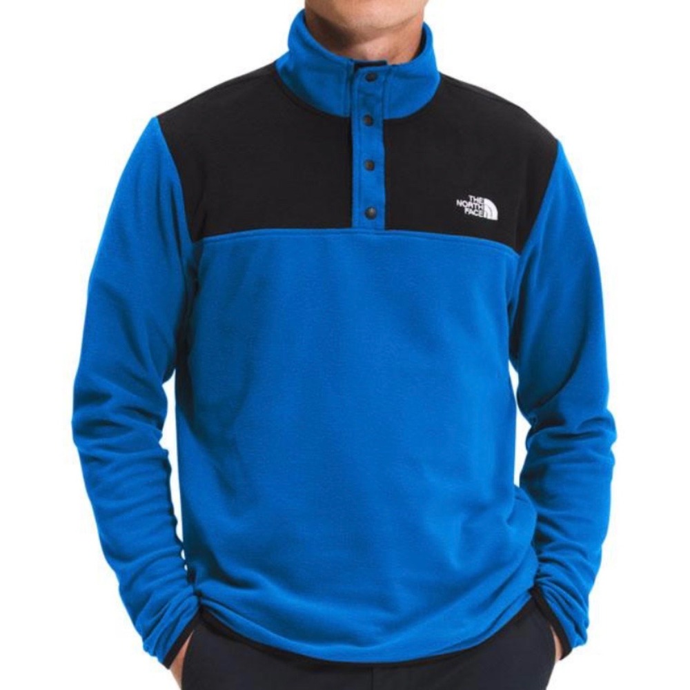 The North Face TKA Glacier Snap Fleece Pullover Blue Black Mens Small